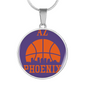 Phoenix Basketball City Purple Necklace Circle Pendant Stainless Steel or 18k Gold 18-22-Express Your Love Gifts