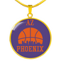 Phoenix Basketball City Purple Necklace Circle Pendant Stainless Steel or 18k Gold 18-22-Express Your Love Gifts