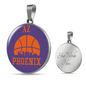 Phoenix Basketball City Purple Necklace Circle Pendant Stainless Steel or 18k Gold 18-22-Express Your Love Gifts