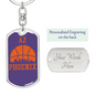 Phoenix Basketball City Purple Swivel Keychain Dog Tag Stainless Steel or 18k Gold-Express Your Love Gifts