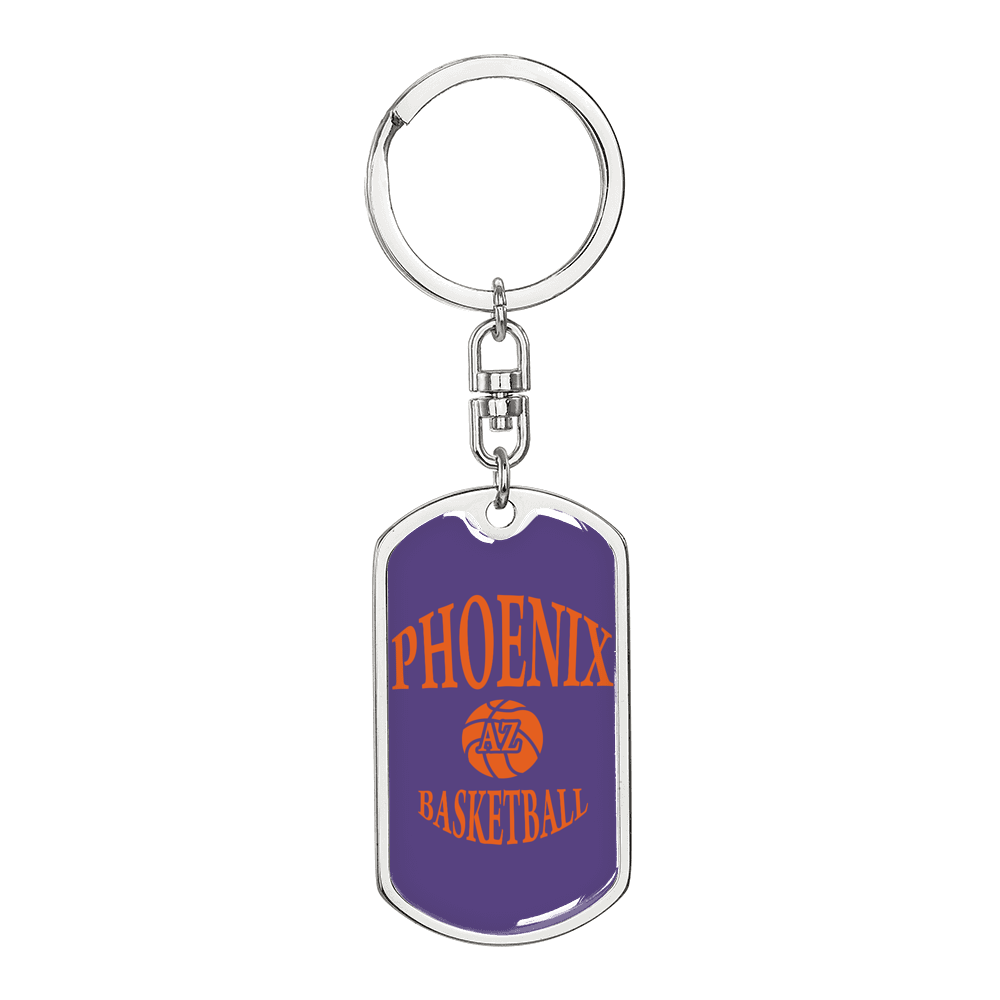 Phoenix Basketball City Swivel Keychain Dog Tag Stainless Steel or 18k Gold-Express Your Love Gifts