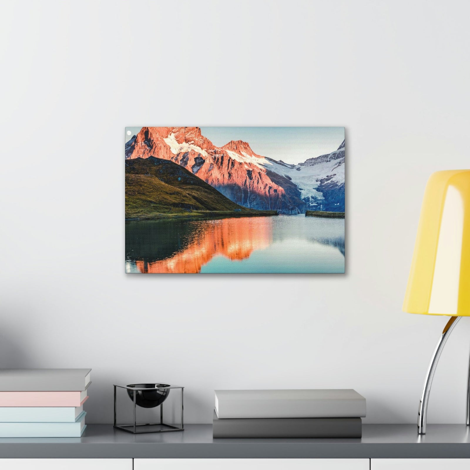 Picturesque Autumn Sunset in Alps Scene Beautiful Incredible Lake View Beauty Nature Scene Snowy Mountains and Lake Wall Art Ready to Hang Unframed-Express Your Love Gifts