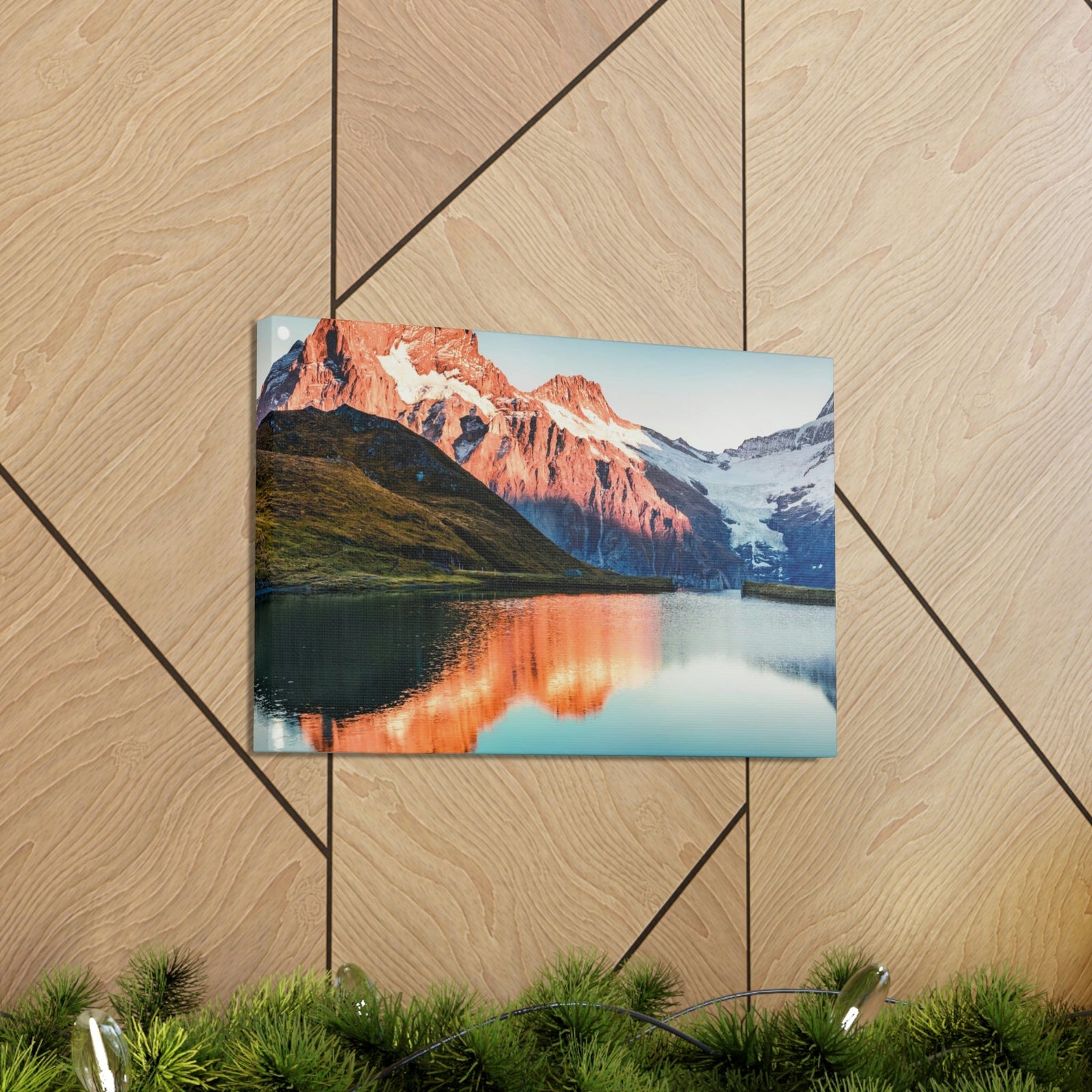 Picturesque Autumn Sunset in Alps Scene Beautiful Incredible Lake View Beauty Nature Scene Snowy Mountains and Lake Wall Art Ready to Hang Unframed-Express Your Love Gifts