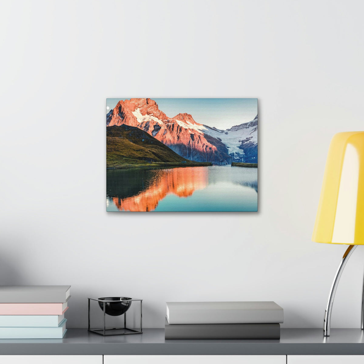 Picturesque Autumn Sunset in Alps Scene Beautiful Incredible Lake View Beauty Nature Scene Snowy Mountains and Lake Wall Art Ready to Hang Unframed-Express Your Love Gifts