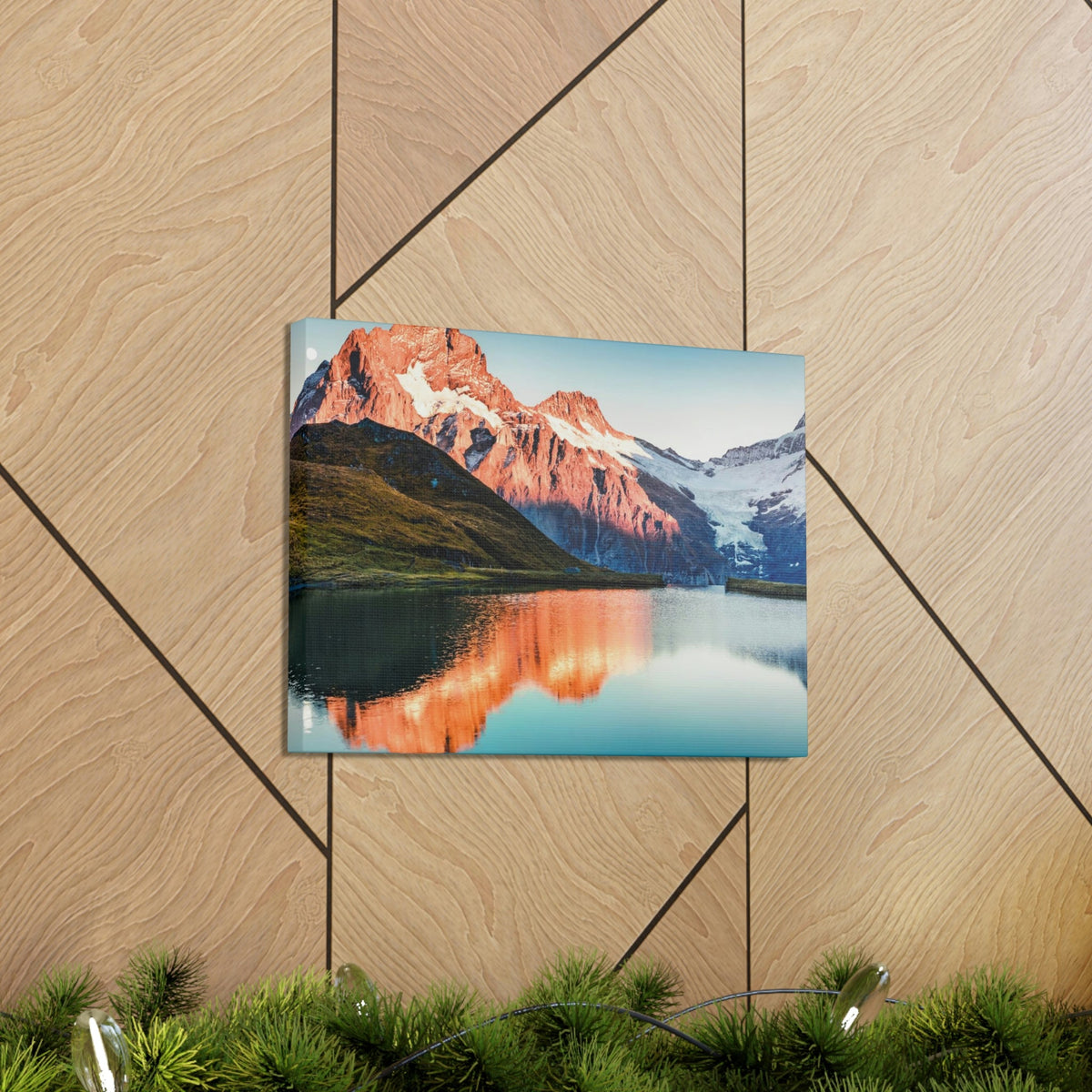 Picturesque Autumn Sunset in Alps Scene Beautiful Incredible Lake View Beauty Nature Scene Snowy Mountains and Lake Wall Art Ready to Hang Unframed-Express Your Love Gifts
