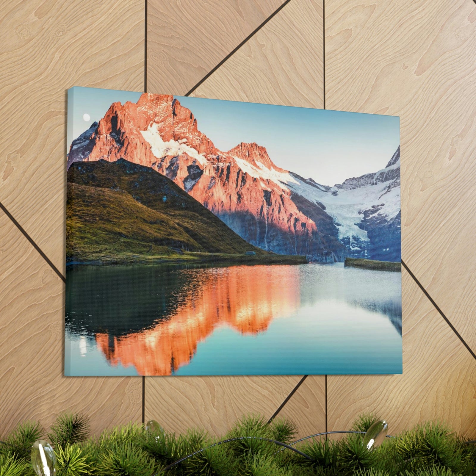 Picturesque Autumn Sunset in Alps Scene Beautiful Incredible Lake View Beauty Nature Scene Snowy Mountains and Lake Wall Art Ready to Hang Unframed-Express Your Love Gifts