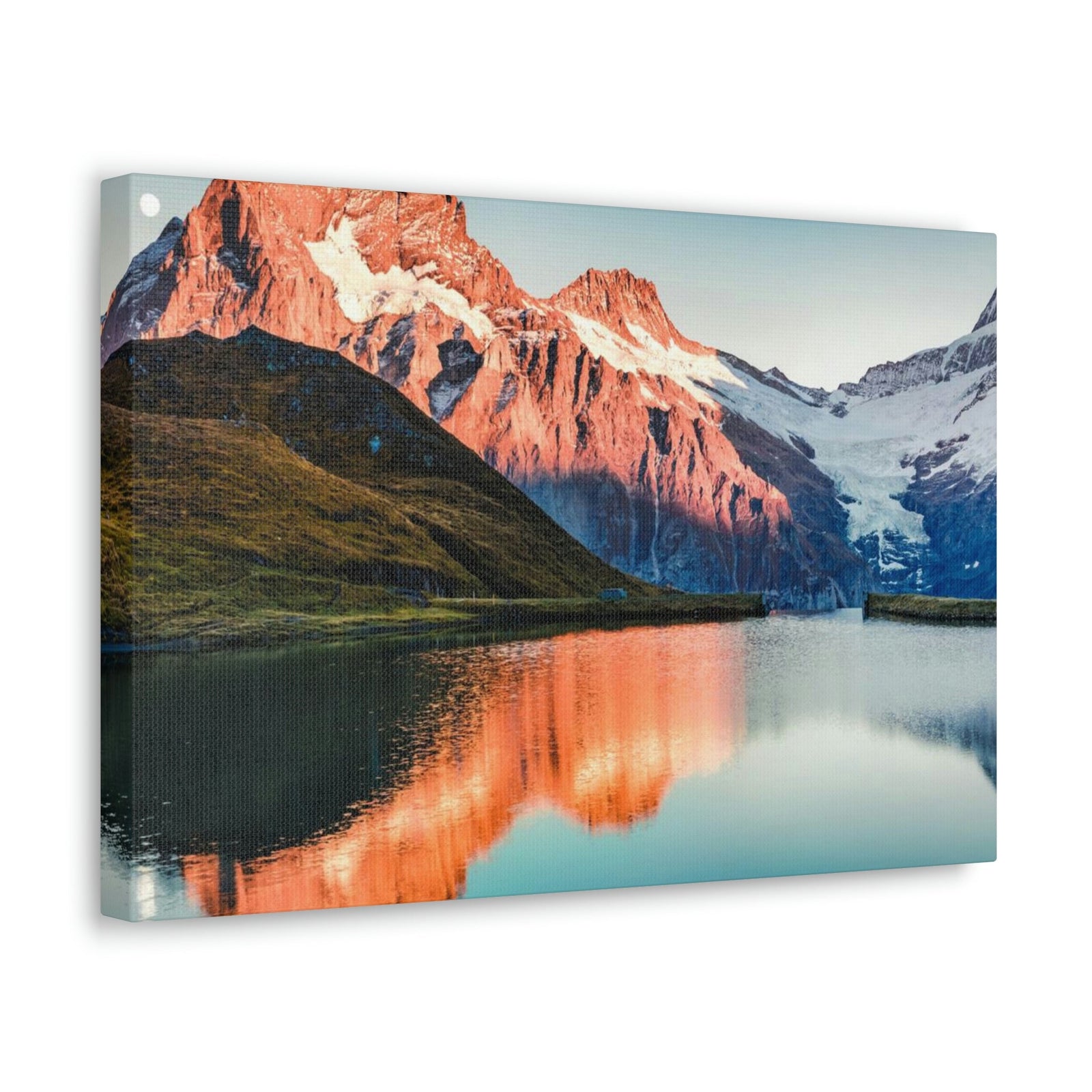 Picturesque Autumn Sunset in Alps Scene Beautiful Incredible Lake View Beauty Nature Scene Snowy Mountains and Lake Wall Art Ready to Hang Unframed-Express Your Love Gifts