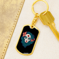 Pin Up Sugar Skull Keychain Stainless Steel or 18k Gold Dog Tag Keyring-Express Your Love Gifts