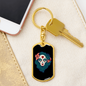 Pin Up Sugar Skull Keychain Stainless Steel or 18k Gold Dog Tag Keyring-Express Your Love Gifts