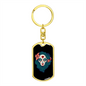 Pin Up Sugar Skull Keychain Stainless Steel or 18k Gold Dog Tag Keyring-Express Your Love Gifts