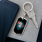 Pin Up Sugar Skull Keychain Stainless Steel or 18k Gold Dog Tag Keyring-Express Your Love Gifts