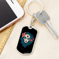 Pin Up Sugar Skull Keychain Stainless Steel or 18k Gold Dog Tag Keyring-Express Your Love Gifts