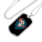Pin Up Sugar Skull Necklace Stainless Steel or 18k Gold Dog Tag 24" Chain-Express Your Love Gifts