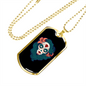 Pin Up Sugar Skull Necklace Stainless Steel or 18k Gold Dog Tag 24" Chain-Express Your Love Gifts