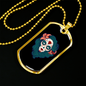 Pin Up Sugar Skull Necklace Stainless Steel or 18k Gold Dog Tag 24" Chain-Express Your Love Gifts