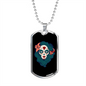 Pin Up Sugar Skull Necklace Stainless Steel or 18k Gold Dog Tag 24" Chain-Express Your Love Gifts