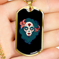Pin Up Sugar Skull Necklace Stainless Steel or 18k Gold Dog Tag 24" Chain-Express Your Love Gifts