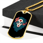 Pin Up Sugar Skull Necklace Stainless Steel or 18k Gold Dog Tag 24" Chain-Express Your Love Gifts