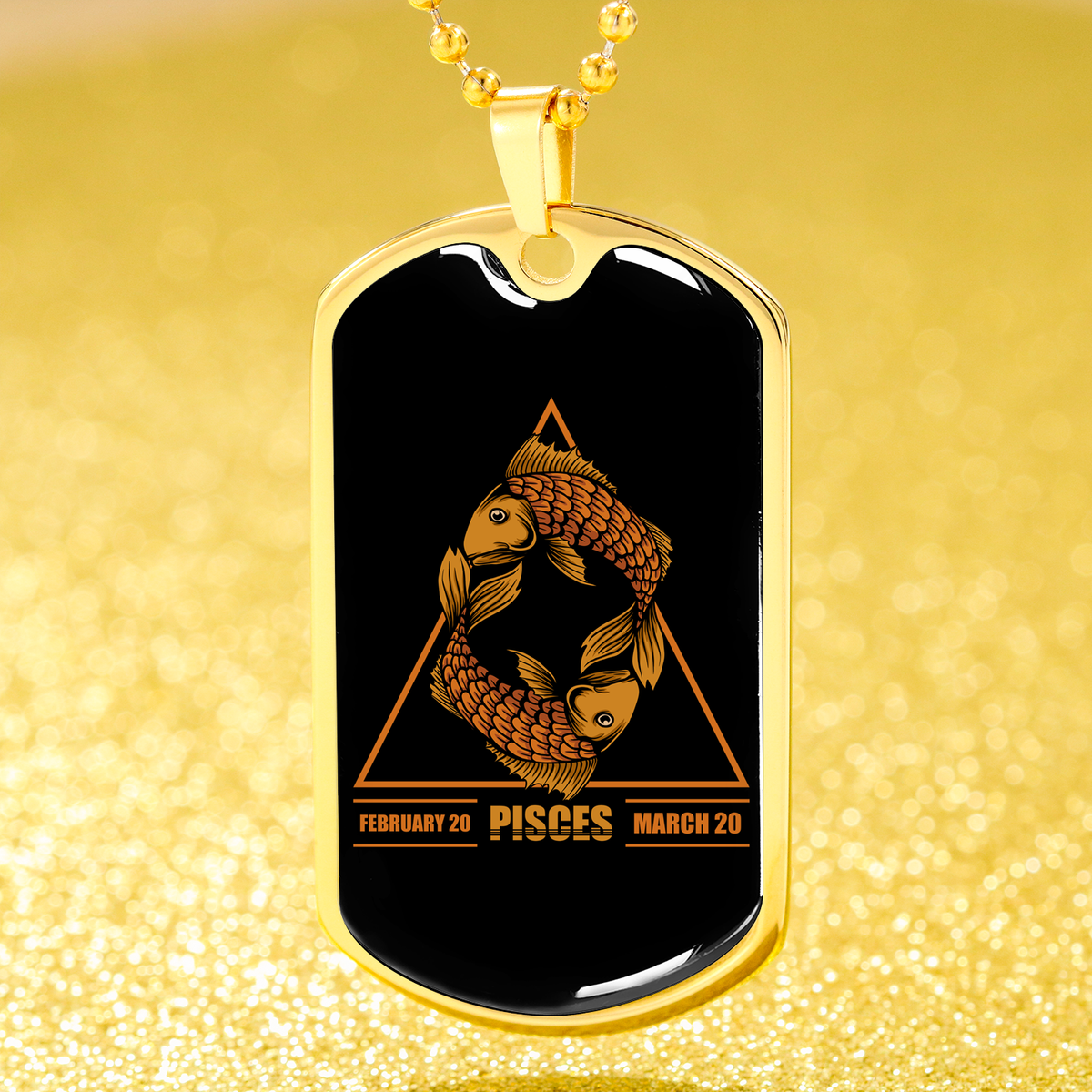 Pisces Dog Tag Astrology Zodiac Sign Stainless Steel or 18k Gold 24" Chain-Express Your Love Gifts