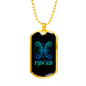 Pisces Fish Zodiac Necklace Stainless Steel or 18k Gold Dog Tag 24" Chain-Express Your Love Gifts