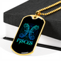 Pisces Fish Zodiac Necklace Stainless Steel or 18k Gold Dog Tag 24" Chain-Express Your Love Gifts