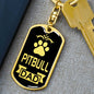 Pitbull Dad Dog Tag Keychain Pendant Stainless Steel or 18k Gold-Express Your Love Gifts