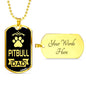 Pitbull Dad Paw Necklace Stainless Steel or 18k Gold Dog Tag 24" Chain-Express Your Love Gifts