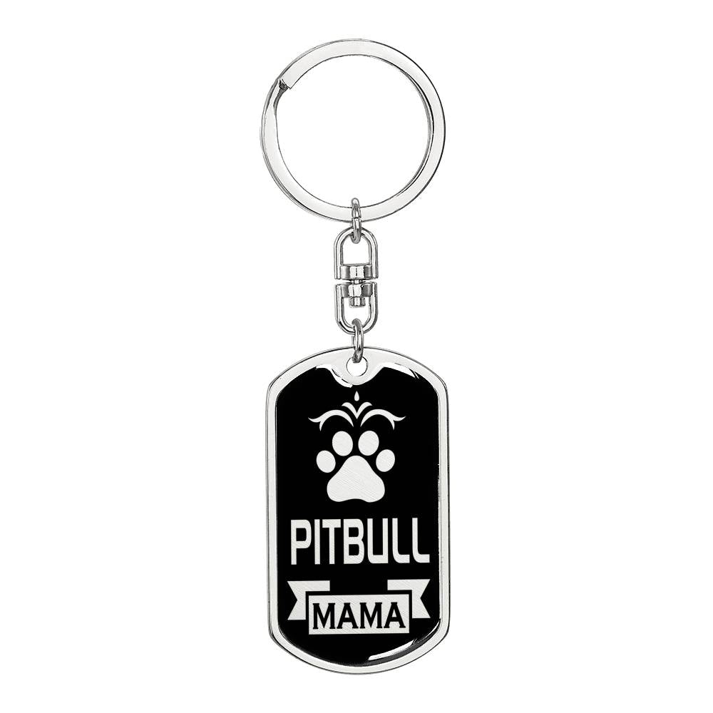 Pitbull Mama Keychain Dog Tag Pendant Stainless Steel or 18k Gold-Express Your Love Gifts