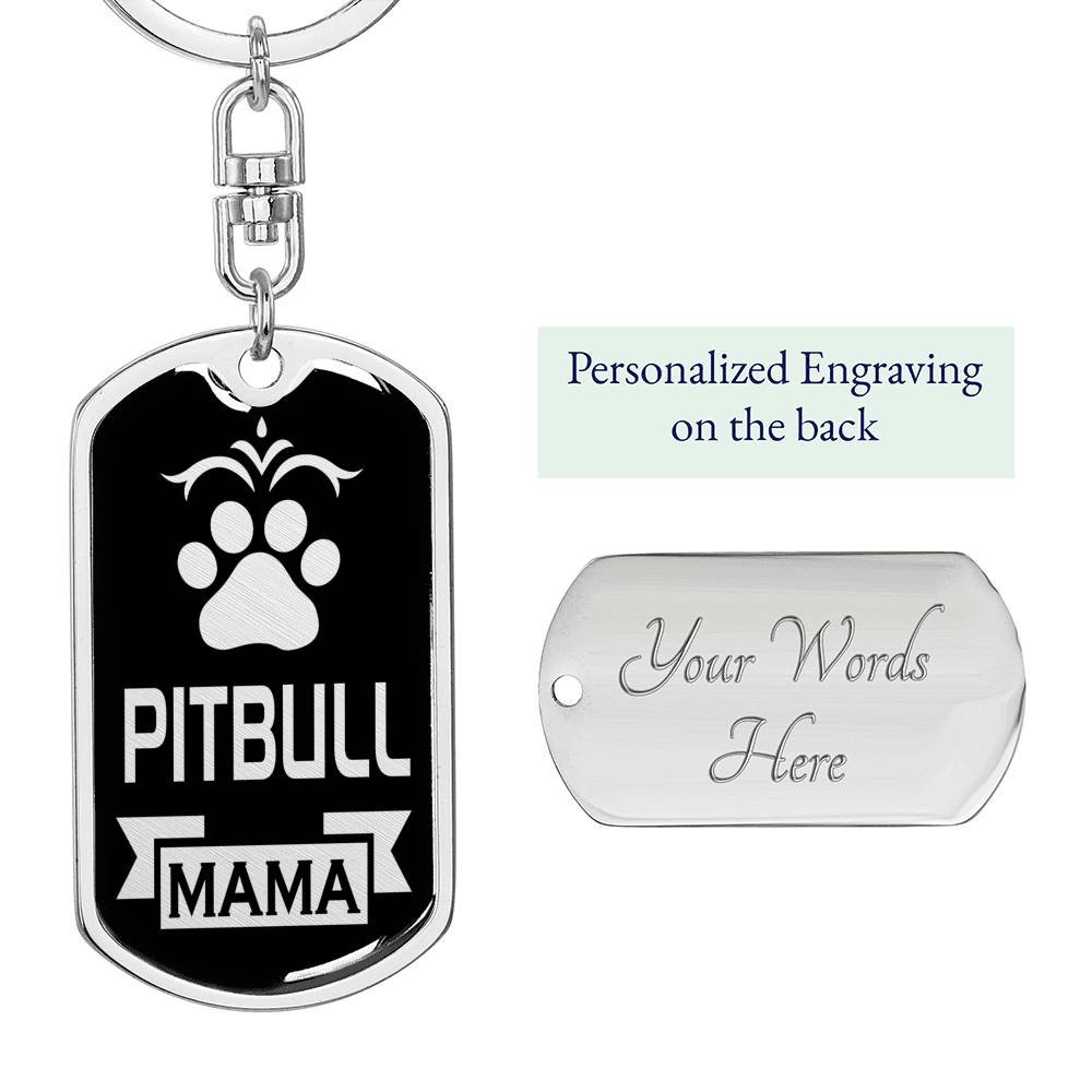 Pitbull Mama Keychain Dog Tag Pendant Stainless Steel or 18k Gold-Express Your Love Gifts