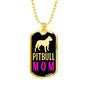 Pitbull Mama Pink Necklace Stainless Steel or 18k Gold Dog Tag 24" Chain-Express Your Love Gifts