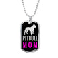 Pitbull Mama Pink Necklace Stainless Steel or 18k Gold Dog Tag 24" Chain-Express Your Love Gifts