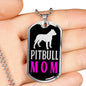 Pitbull Mama Pink Necklace Stainless Steel or 18k Gold Dog Tag 24" Chain-Express Your Love Gifts
