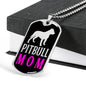 Pitbull Mama Pink Necklace Stainless Steel or 18k Gold Dog Tag 24" Chain-Express Your Love Gifts
