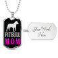 Pitbull Mama Pink Necklace Stainless Steel or 18k Gold Dog Tag 24" Chain-Express Your Love Gifts
