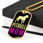 Pitbull Mama Pink Necklace Stainless Steel or 18k Gold Dog Tag 24" Chain-Express Your Love Gifts