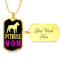 Pitbull Mama Pink Necklace Stainless Steel or 18k Gold Dog Tag 24" Chain-Express Your Love Gifts