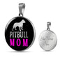 Pitbull Mom Necklace Circle Pendant Stainless Steel or 18k Gold 18-22"-Express Your Love Gifts