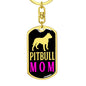 Pitbull Mom Pink Keychain Dog Tag Pendant Stainless Steel or 18k Gold-Express Your Love Gifts