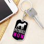 Pitbull Mom Pink Keychain Dog Tag Pendant Stainless Steel or 18k Gold-Express Your Love Gifts
