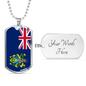 Pitcairn Island Flag Necklace Stainless Steel or 18k Gold Dog Tag 24" Chain-Express Your Love Gifts