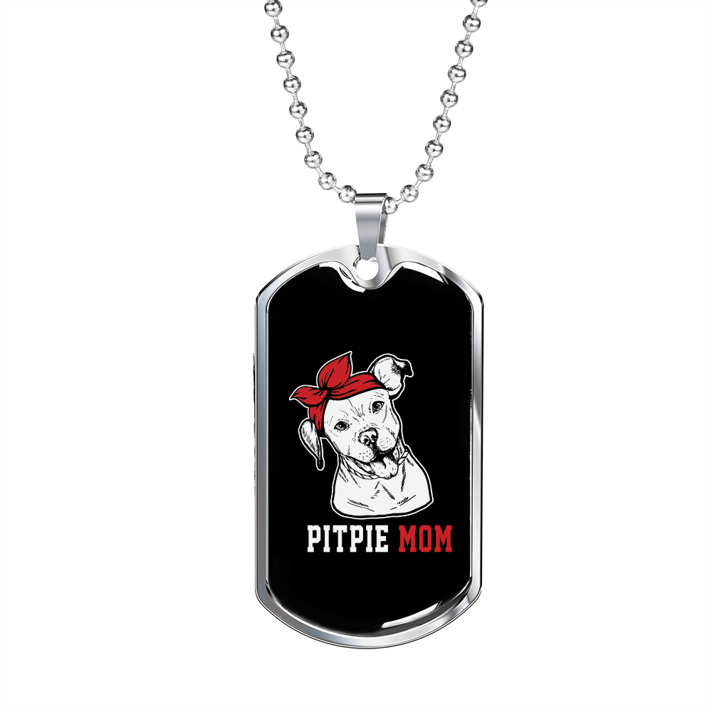 Pitpie Mom Necklace Stainless Steel or 18k Gold Dog Tag 24" Chain-Express Your Love Gifts
