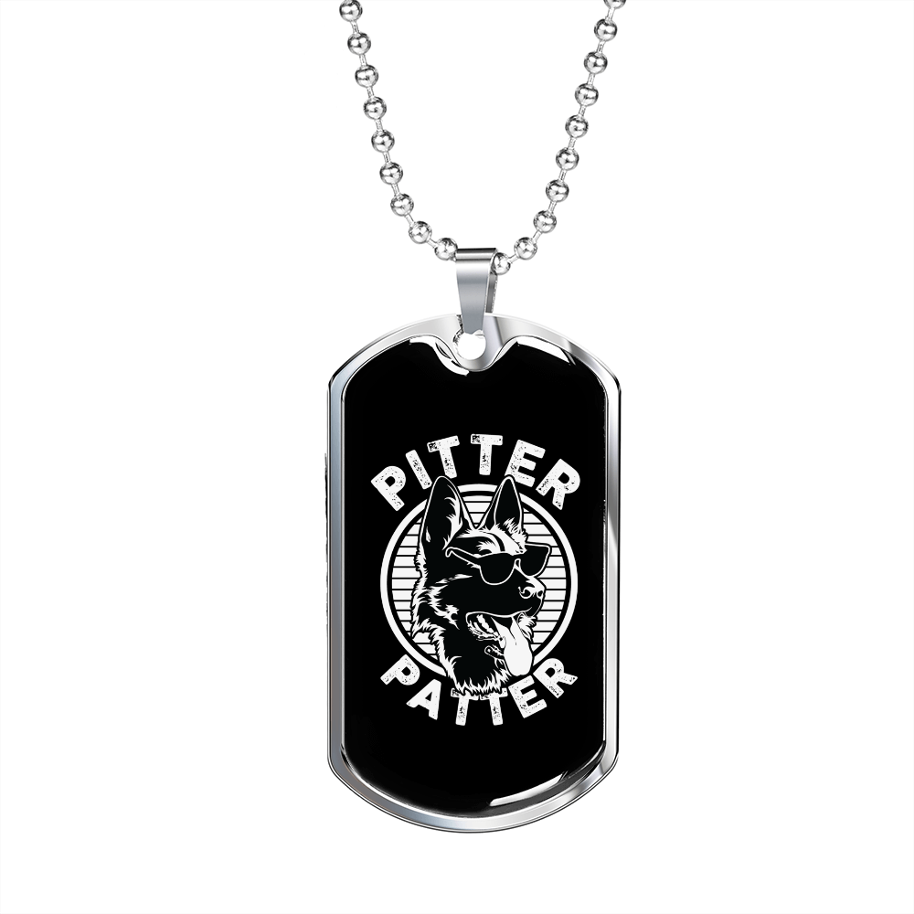 Pitter Patter Necklace Stainless Steel or 18k Gold Dog Tag 24" Chain-Express Your Love Gifts