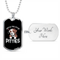 Pitties Necklace Stainless Steel or 18k Gold Dog Tag 24" Chain-Express Your Love Gifts