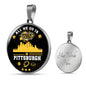 Pittsburgh Fan All We Do is Win Circle Pendant Stainless Steel or 18k Gold 18-22"-Express Your Love Gifts