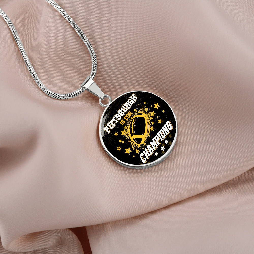 Pittsburgh is For Champion Circle Necklace Stainless Steel or 18k Gold 18-22"-Express Your Love Gifts