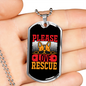 Please Love Rescue Necklace Stainless Steel or 18k Gold Dog Tag 24" Chain-Express Your Love Gifts
