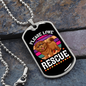 Please Love Rescue White Necklace Stainless Steel or 18k Gold Dog Tag 24" Chain-Express Your Love Gifts