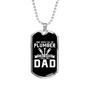 Plumber Dad Necklace Stainless Steel or 18k Gold Dog Tag 24" Chain-Express Your Love Gifts
