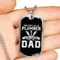Plumber Dad Necklace Stainless Steel or 18k Gold Dog Tag 24" Chain-Express Your Love Gifts