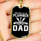 Plumber Dad Necklace Stainless Steel or 18k Gold Dog Tag 24" Chain-Express Your Love Gifts
